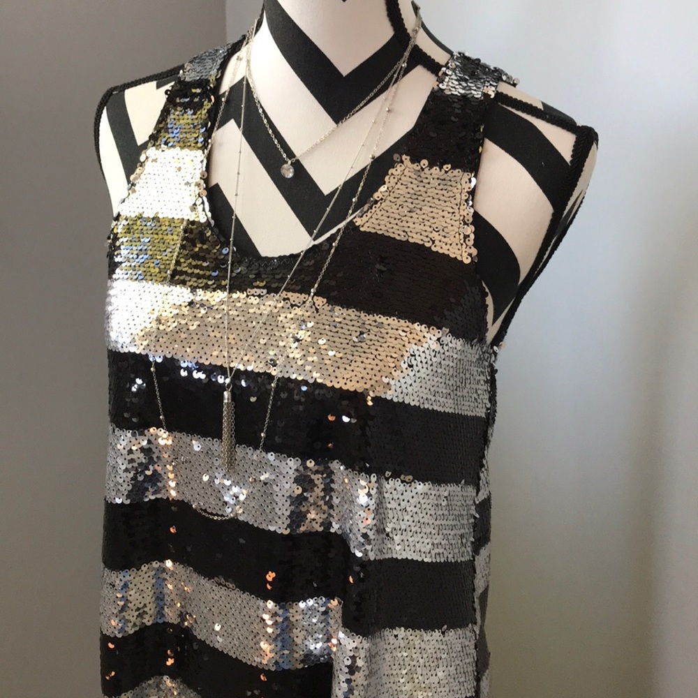 Black & Silver Stripe Sequin Dress - Picture 6 of 8